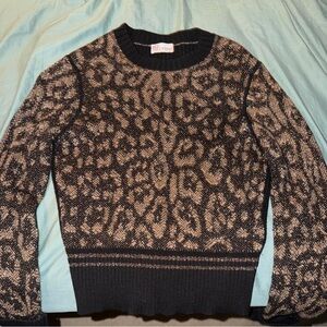 Red Valentino Sparkly Animal Print Sweater - Black and Tan